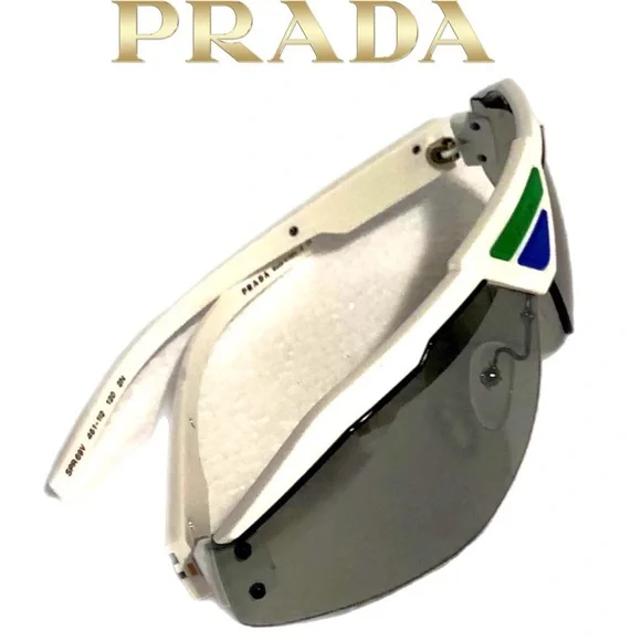 🆕 Prada white, blue & green Shield Sunglasses - Picture 6 of 16